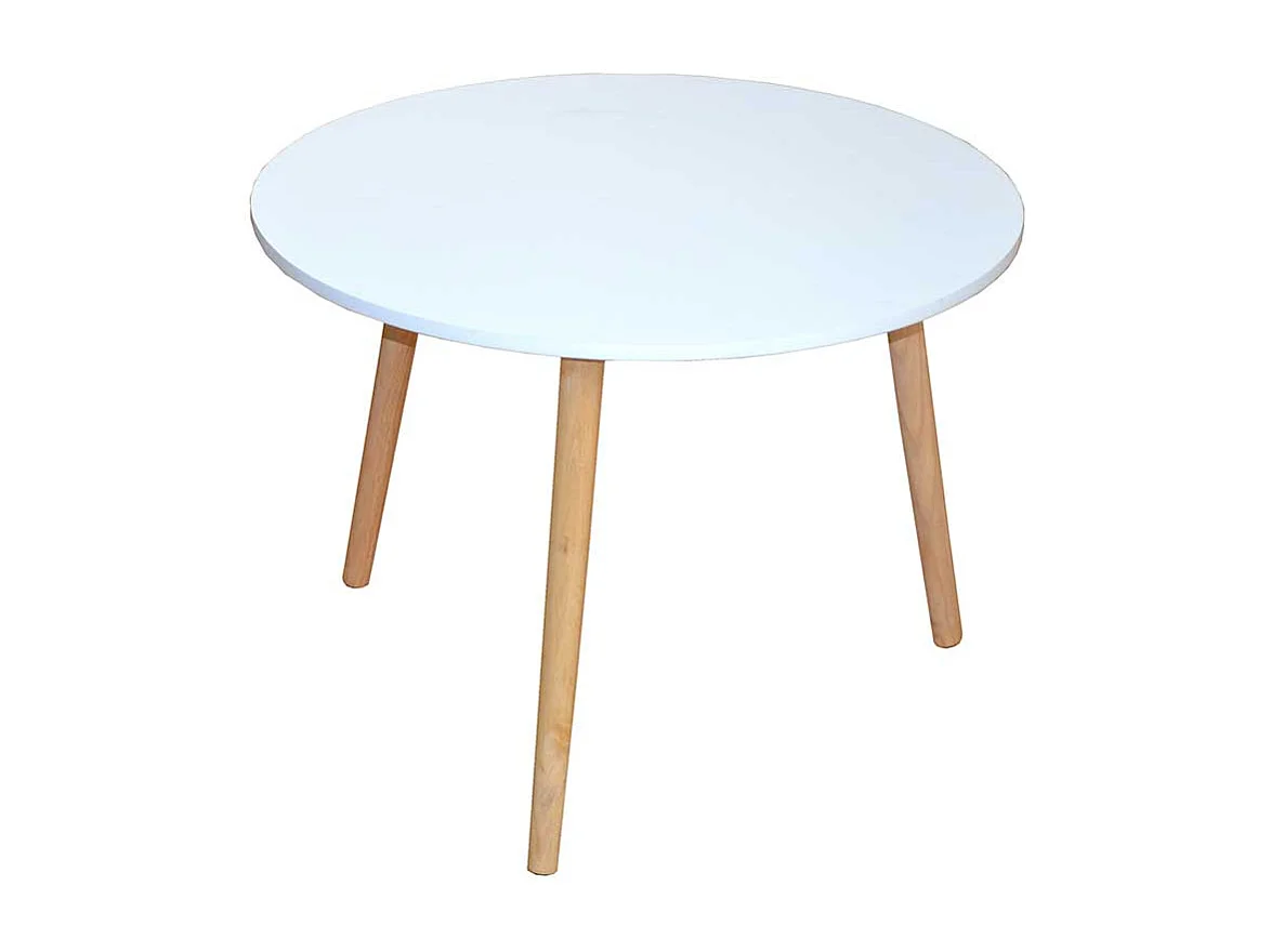 Couchtisch in Weiß Holz Rund