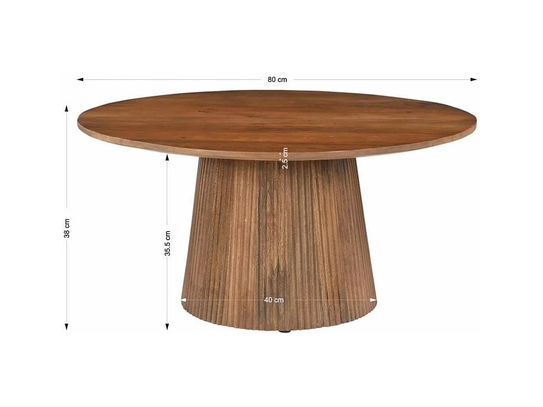 Couchtisch Wohnzimmertisch aus Massivholz in runder Form