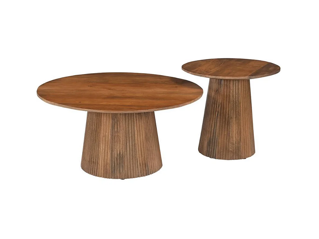 Couchtisch Wohnzimmertisch aus Massivholz in runder Form