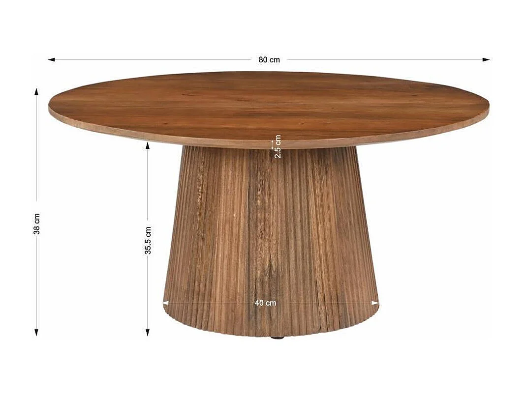 Couchtisch Wohnzimmertisch aus Massivholz in runder Form