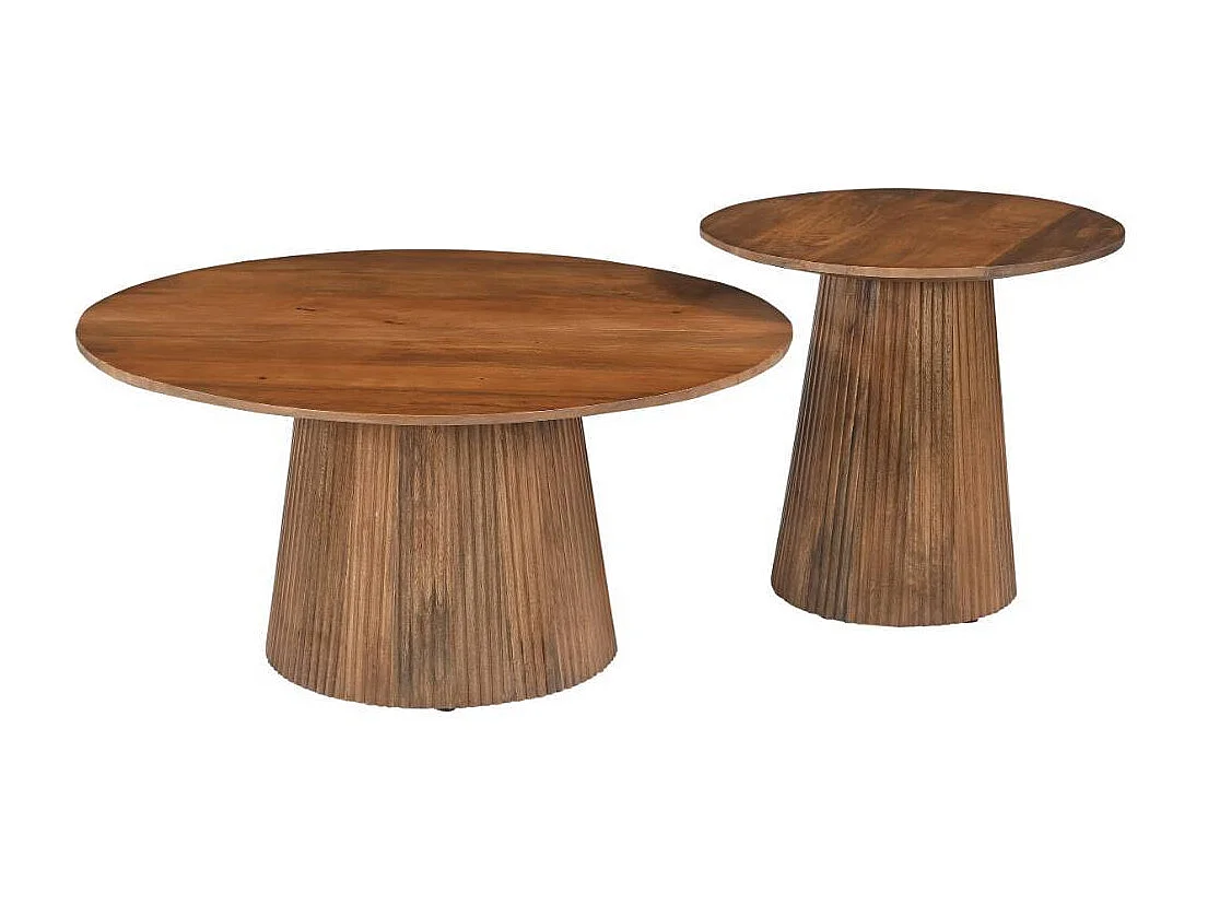 Couchtisch Wohnzimmertisch aus Massivholz in runder Form