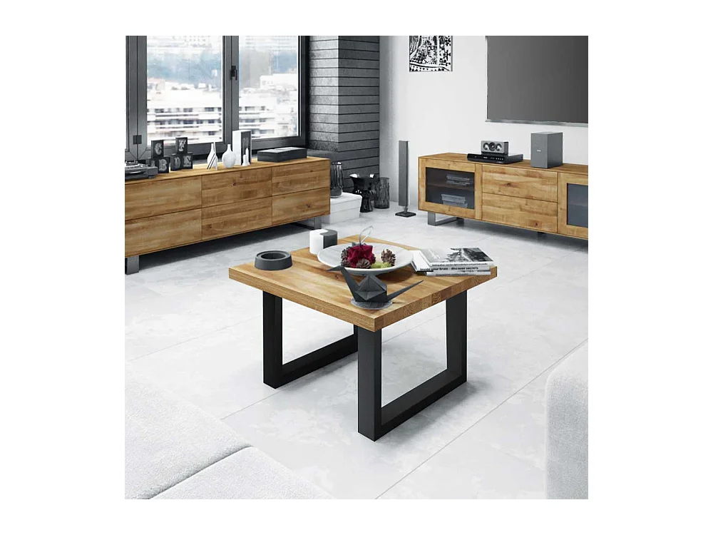 Tischchen aus Wildeiche Massivholz Stahl