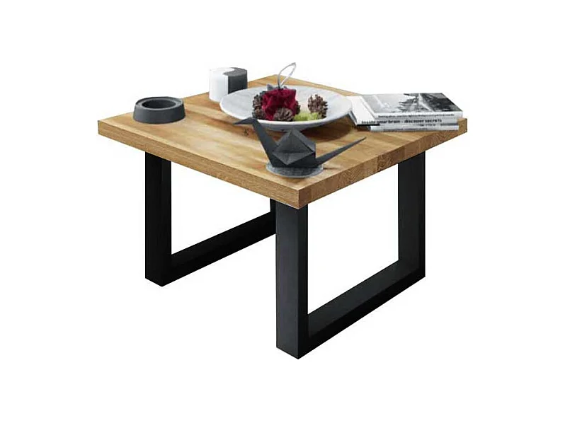 Tischchen aus Wildeiche Massivholz Stahl