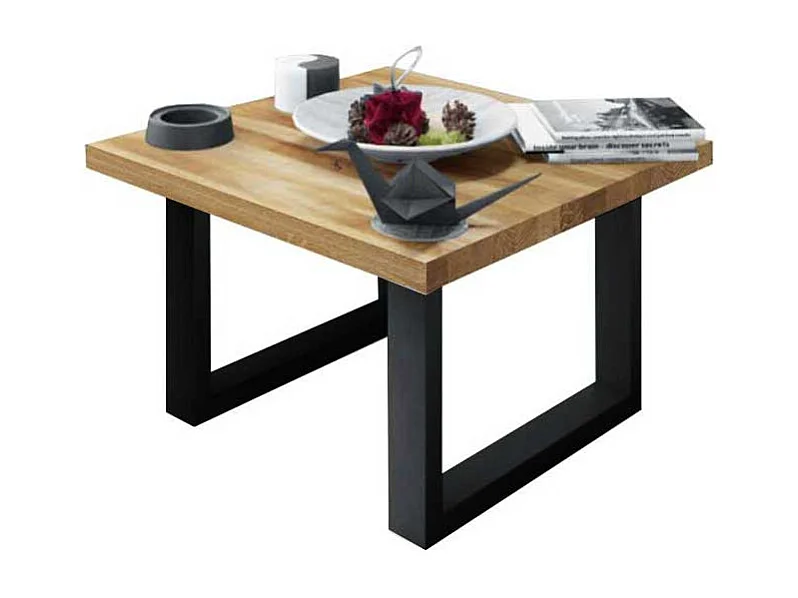 Tischchen aus Wildeiche Massivholz Stahl