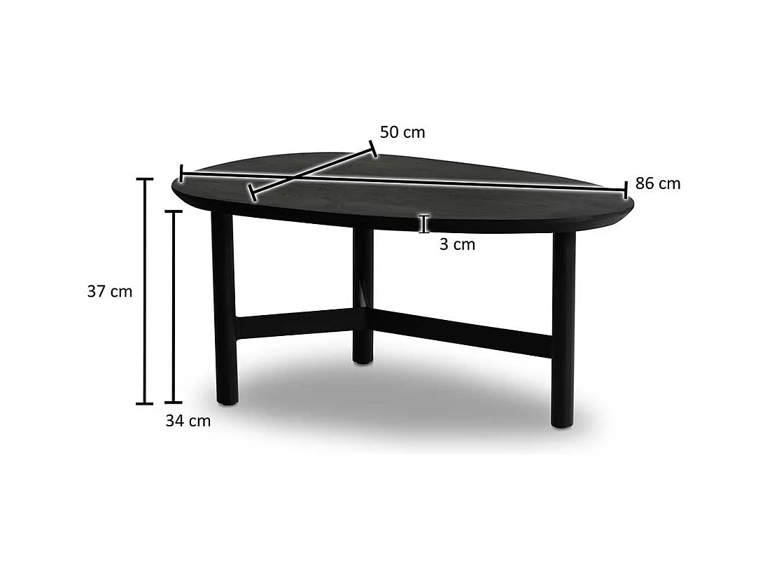 Couchtisch aus Massivholz Schwarz