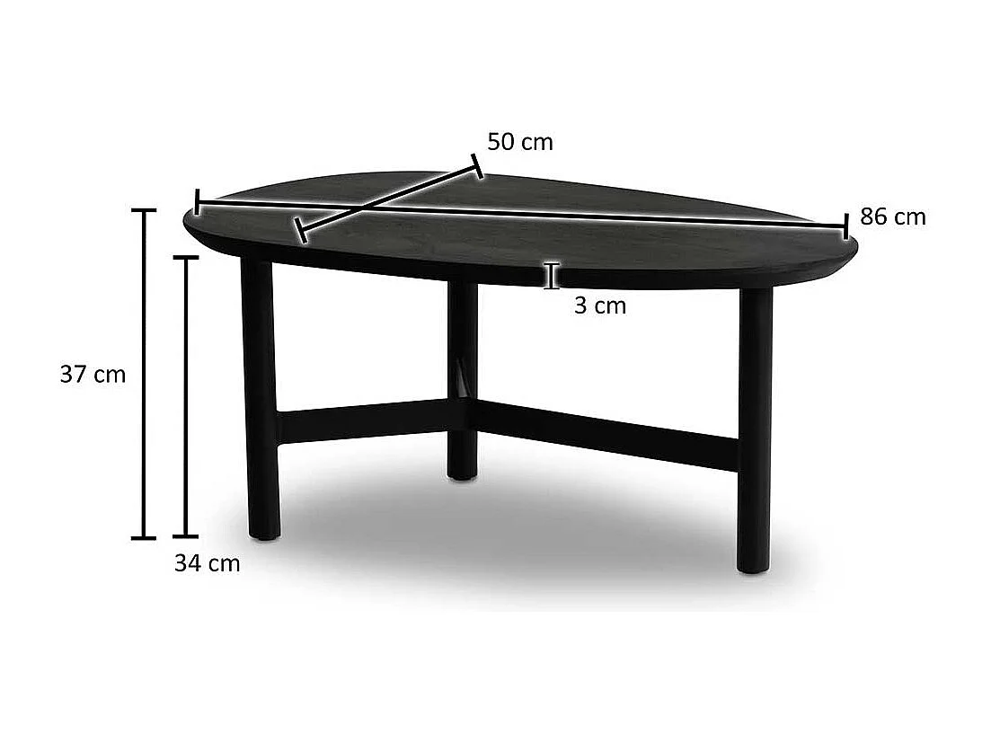 Couchtisch aus Massivholz Schwarz