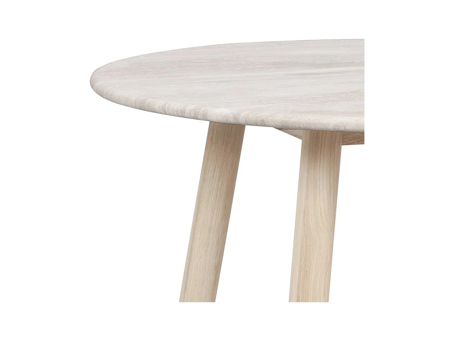 Couchtisch mit beiger Marmorplatte Gestell in Eiche White Wash