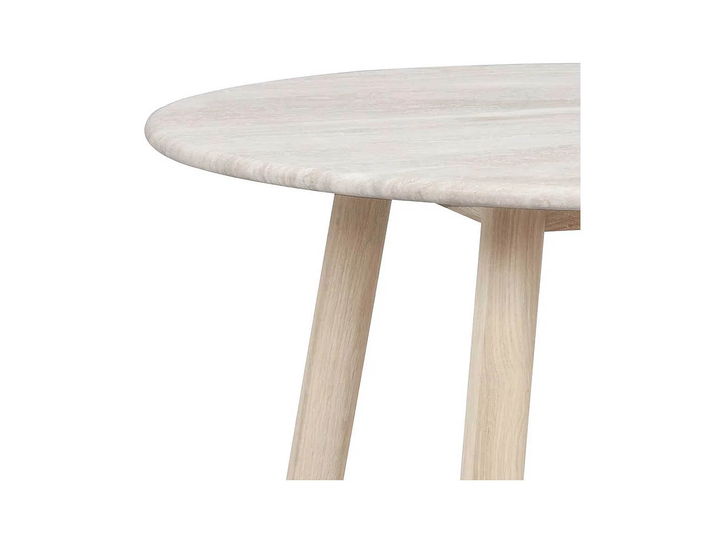 Couchtisch mit beiger Marmorplatte Gestell in Eiche White Wash