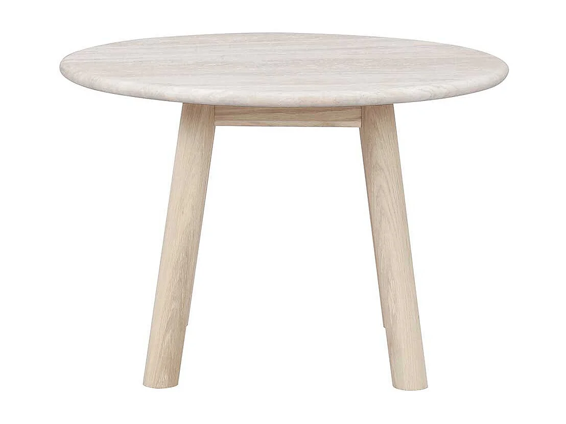 Couchtisch mit beiger Marmorplatte Gestell in Eiche White Wash