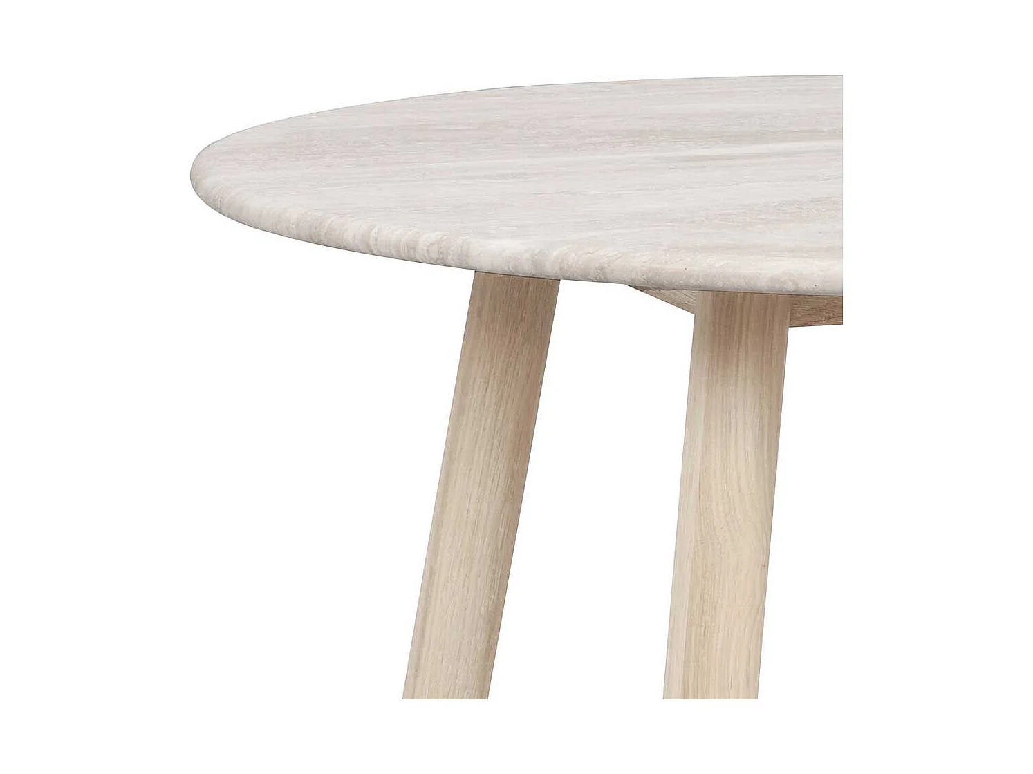 Couchtisch mit beiger Marmorplatte Gestell in Eiche White Wash