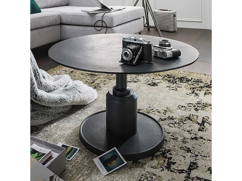 Factory Couchtisch in Schwarz runder Tischplatte