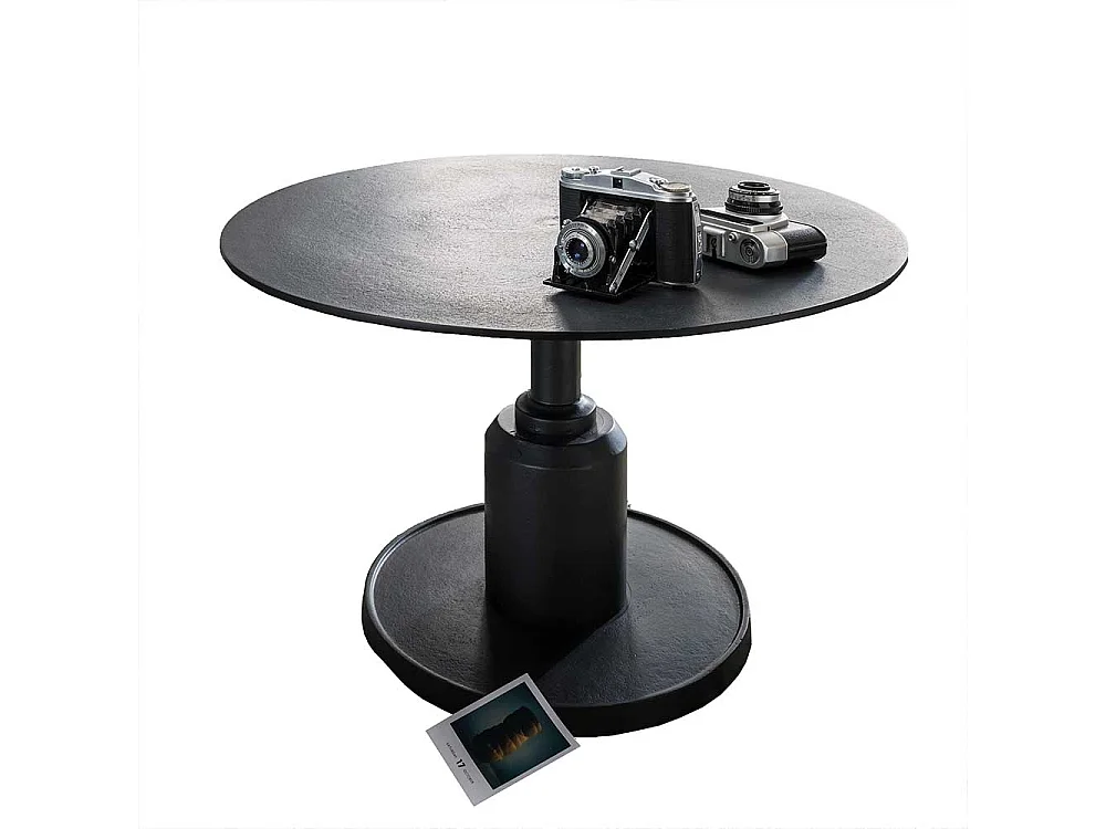 Factory Couchtisch in Schwarz runder Tischplatte