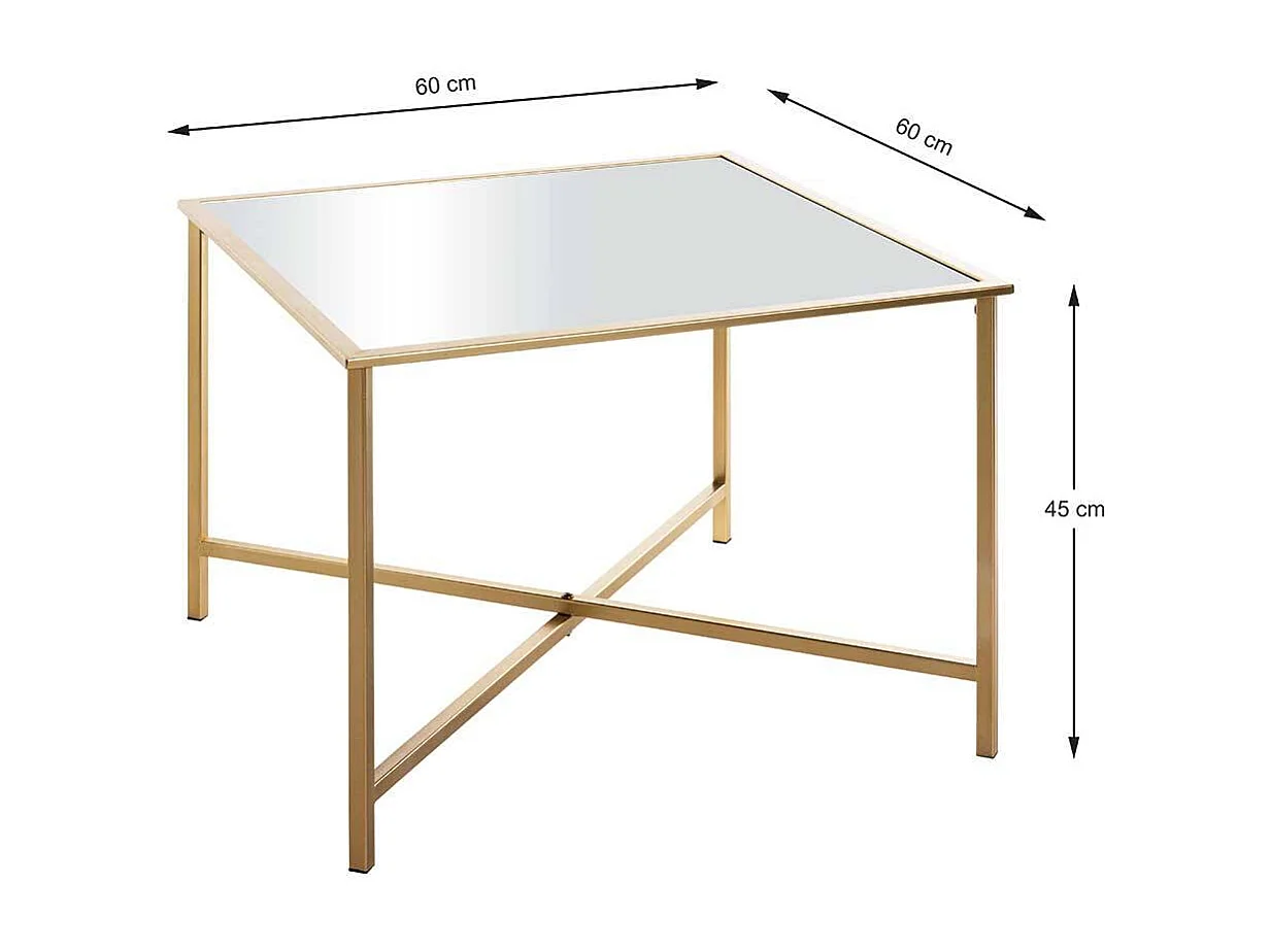 Coffee Table in Goldfarben Spiegelglas Platte