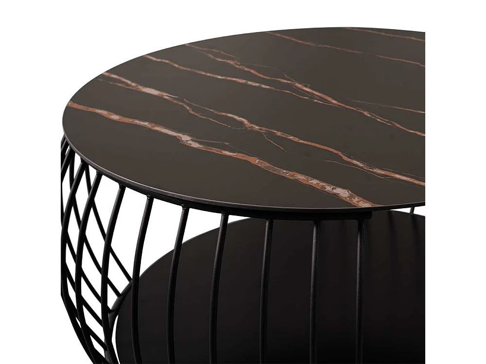 Couchtisch Salontisch in Schwarz und Marmor Optik