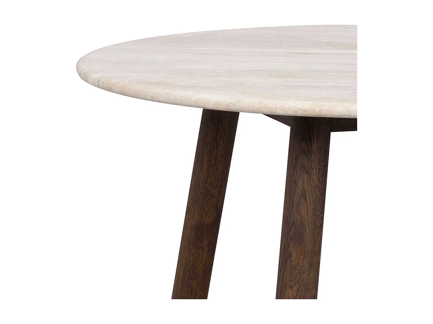 Sofa Tisch mit beiger Marmorplatte Gestell in Eiche dunkel