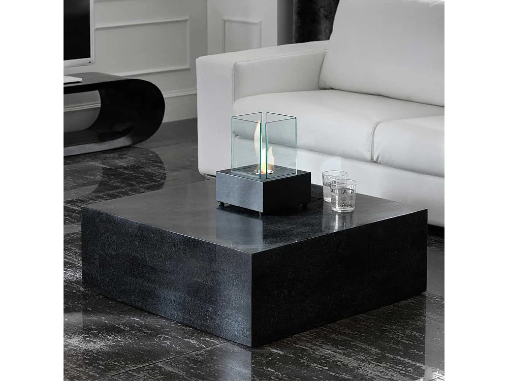 Couchtisch Block in Schwarz Stein