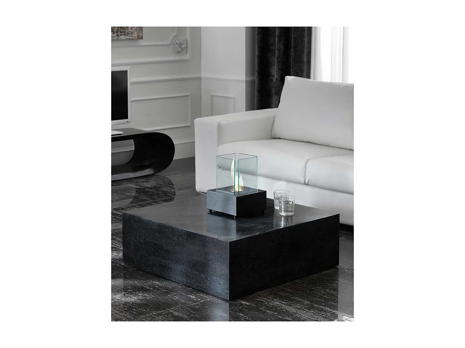 Couchtisch Block in Schwarz Stein