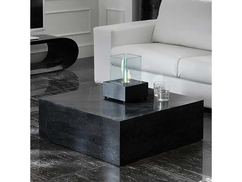 Couchtisch Block in Schwarz Stein