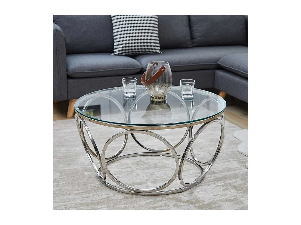 Couchtisch aus Edelstahl runder Form