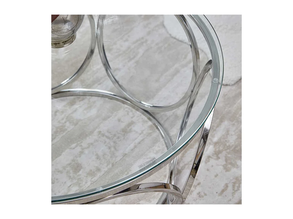 Couchtisch aus Edelstahl runder Form