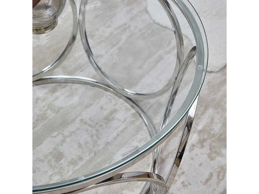 Couchtisch aus Edelstahl runder Form