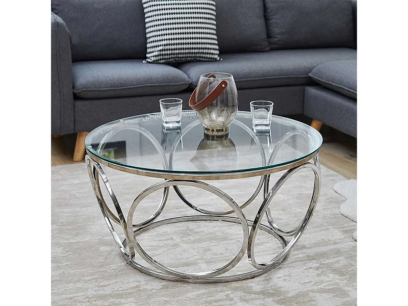 Couchtisch aus Edelstahl runder Form