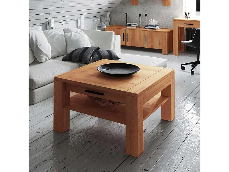 Wohnzimmertisch aus Kernbuche massiv geölt Schublade