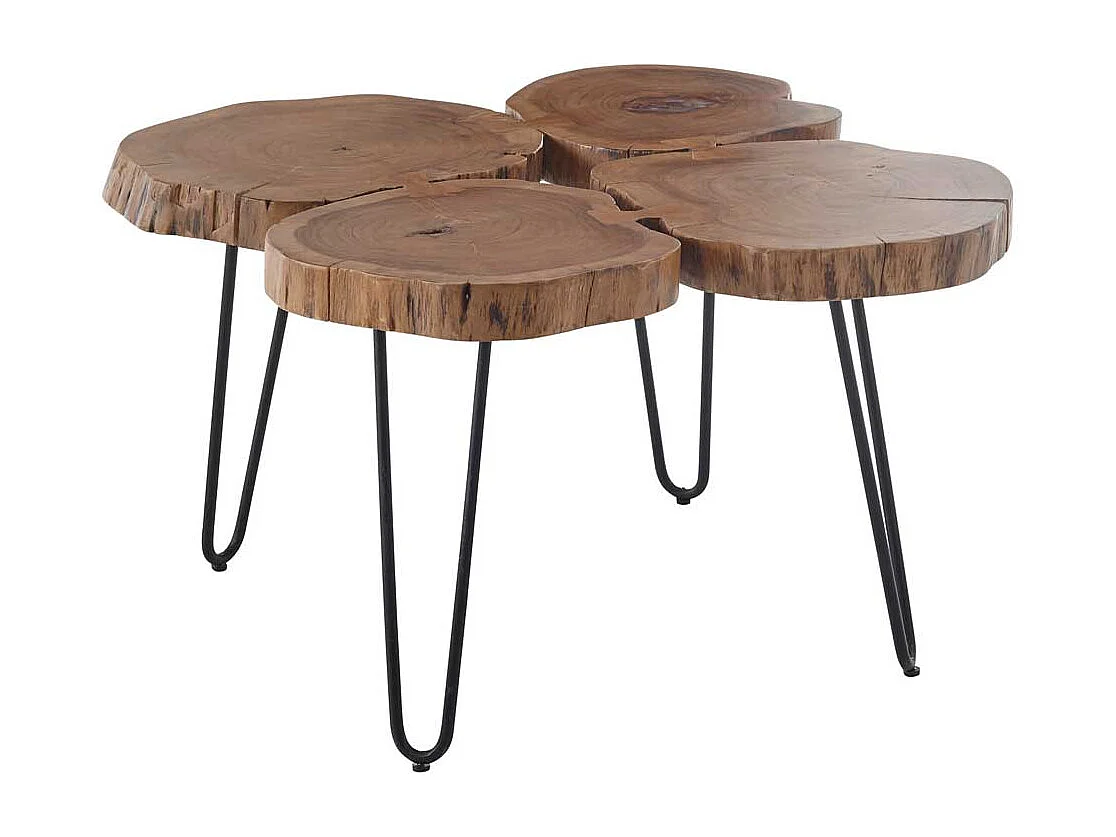 Baumscheiben Couchtisch aus Akazie Massivholz Industry und Loft Stil