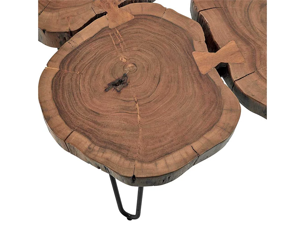 Baumscheiben Couchtisch aus Akazie Massivholz Industry und Loft Stil