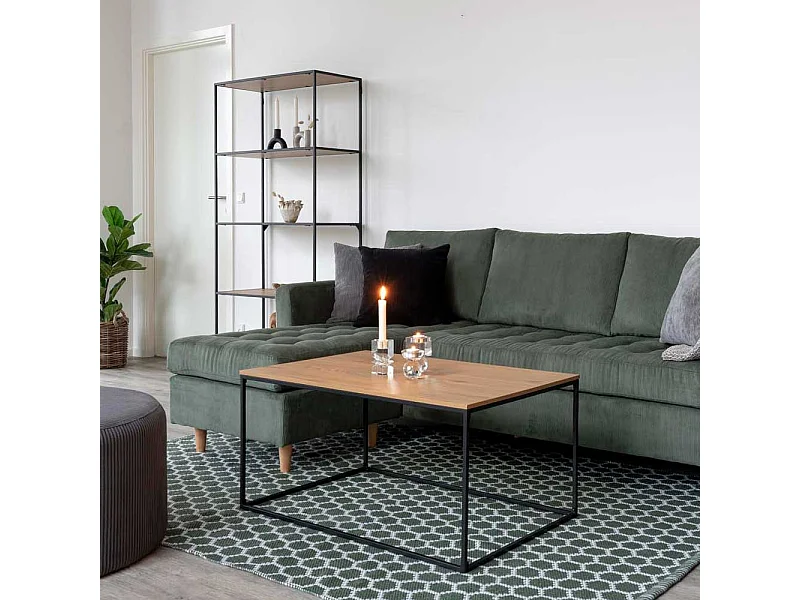 Sofa Tisch in Schwarz und Eichefarben rechteckig