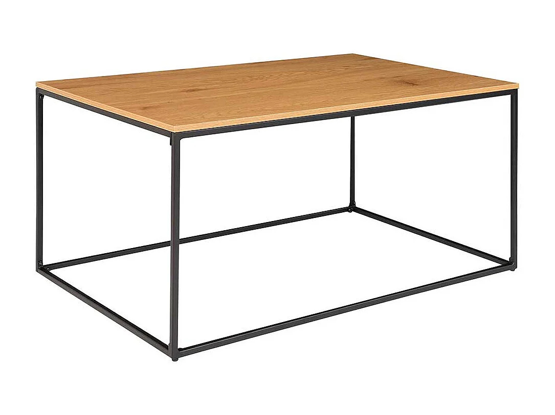 Sofa Tisch in Schwarz und Eichefarben rechteckig