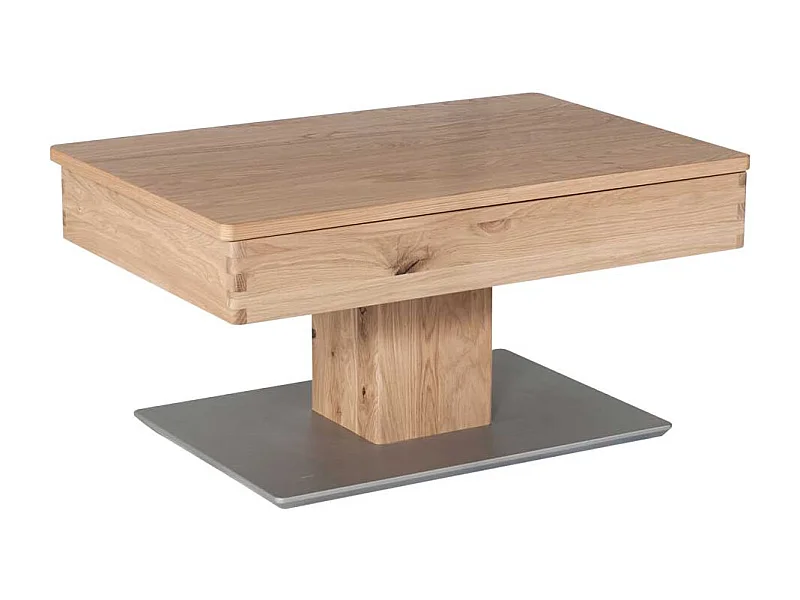 Wohnzimmertisch in Wildeiche Bianco Körperdruck verstellbar