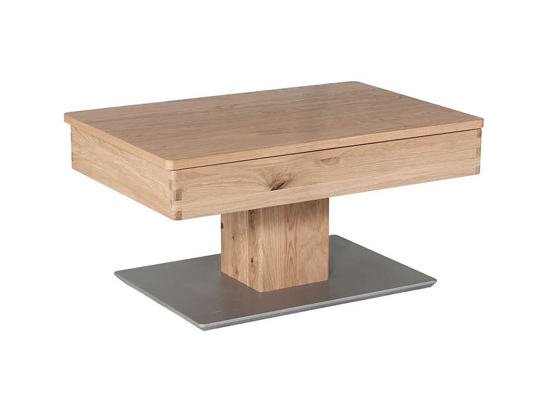 Wohnzimmertisch in Wildeiche Bianco Körperdruck verstellbar