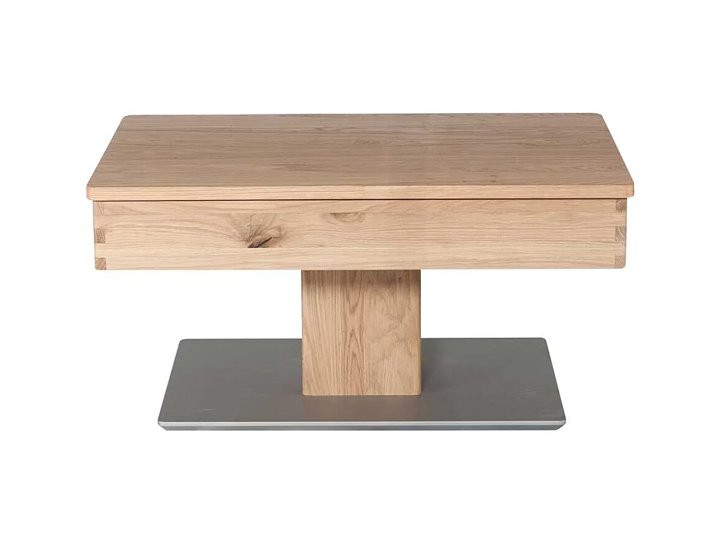 Wohnzimmertisch in Wildeiche Bianco Körperdruck verstellbar