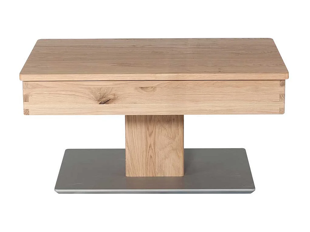 Wohnzimmertisch in Wildeiche Bianco Körperdruck verstellbar