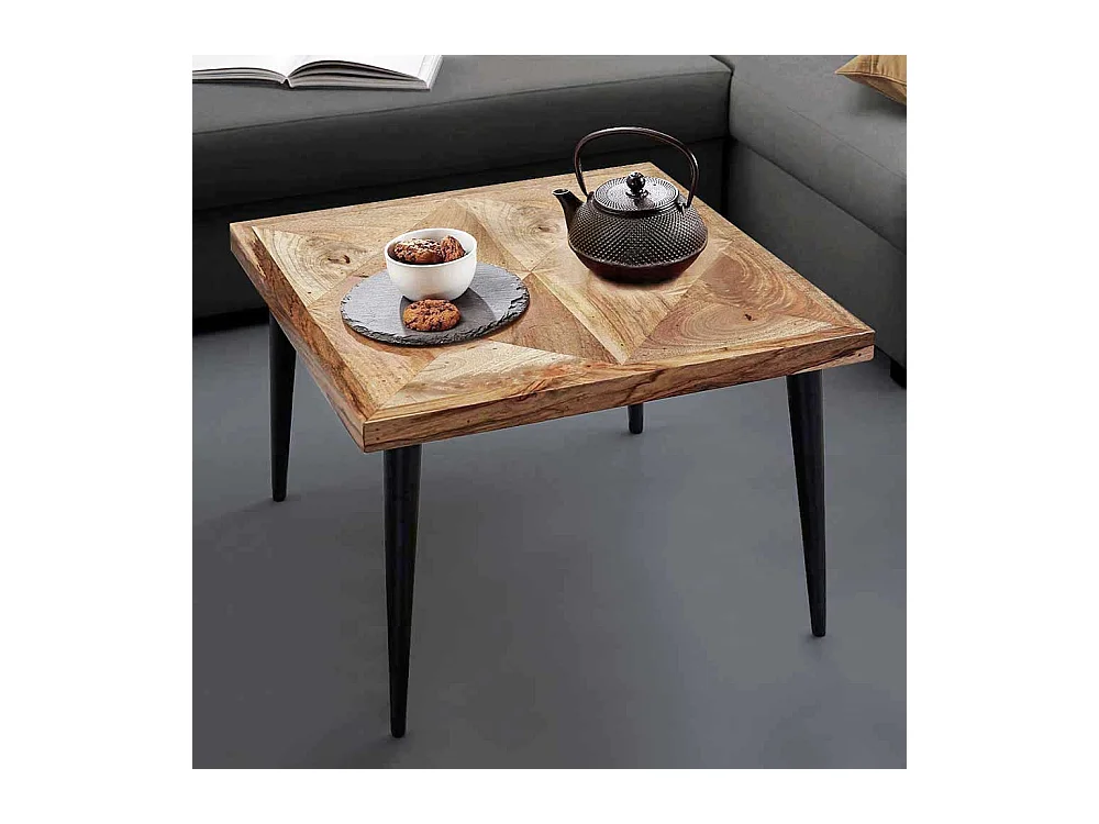 Couchtisch Sofatisch aus Mangobaum Massivholz und Metall