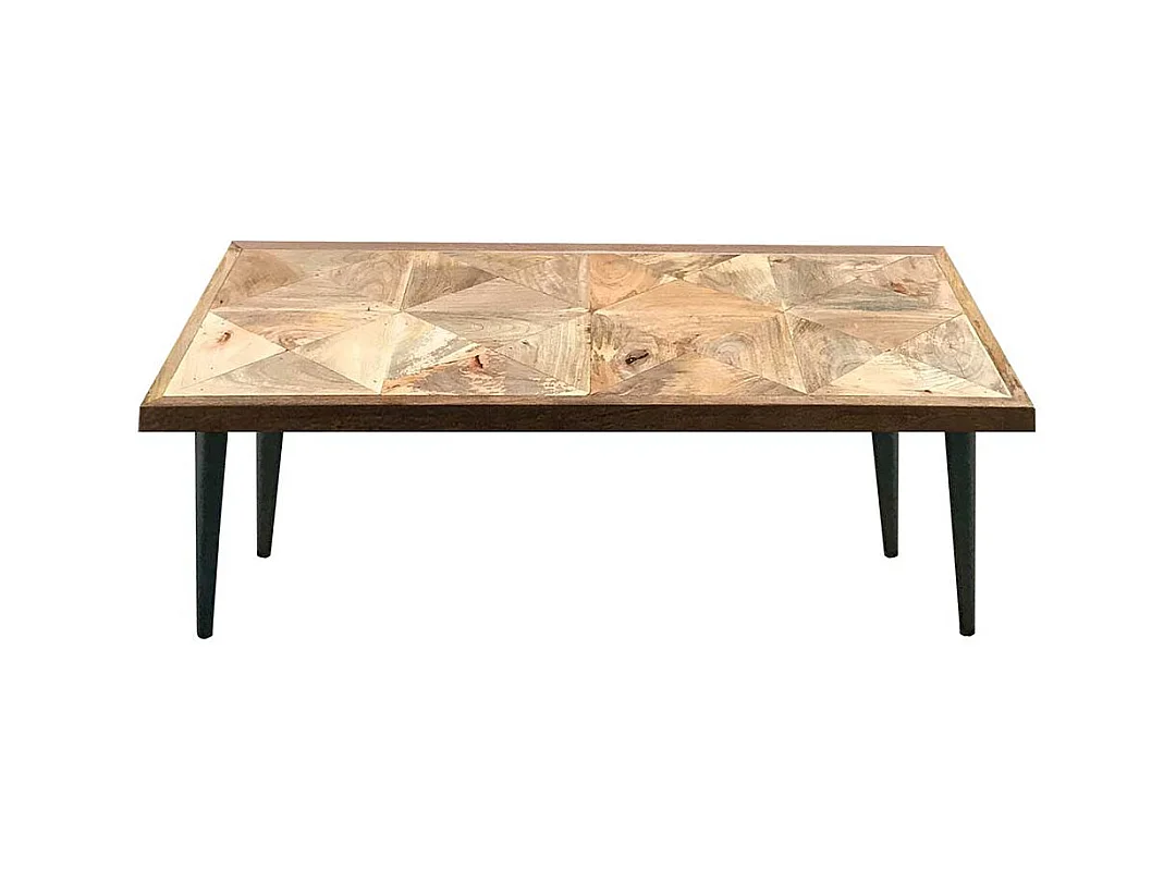 Couchtisch Sofatisch aus Mangobaum Massivholz und Metall