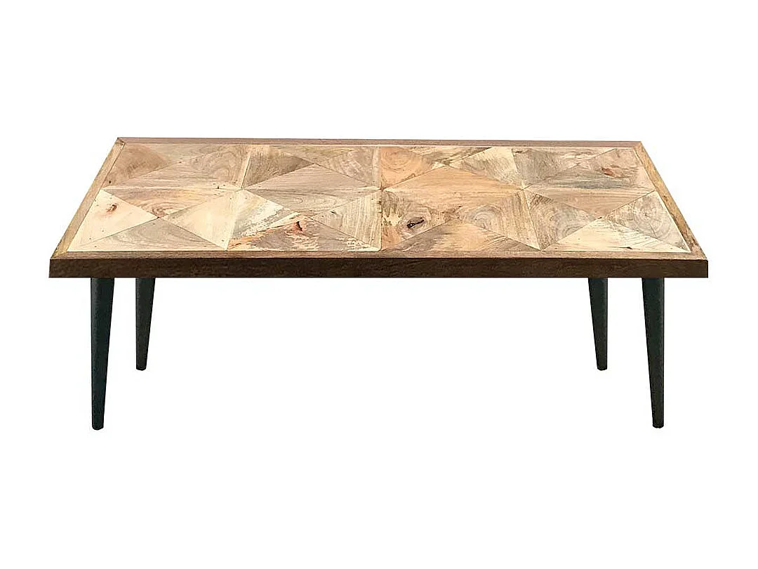 Couchtisch Sofatisch aus Mangobaum Massivholz und Metall