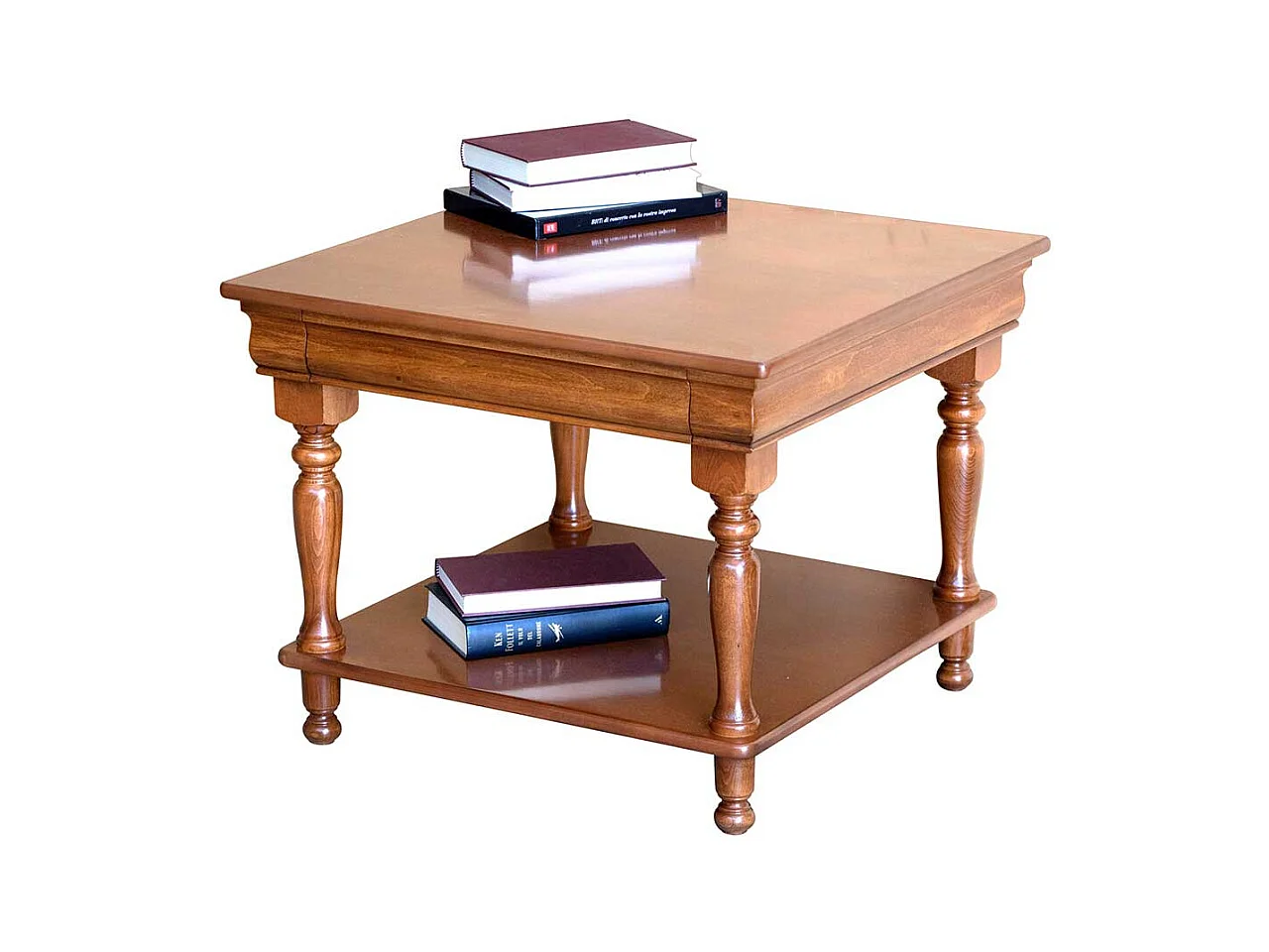Klassischer Holz Sofatisch in Nussbaumfarben furniert lackiert