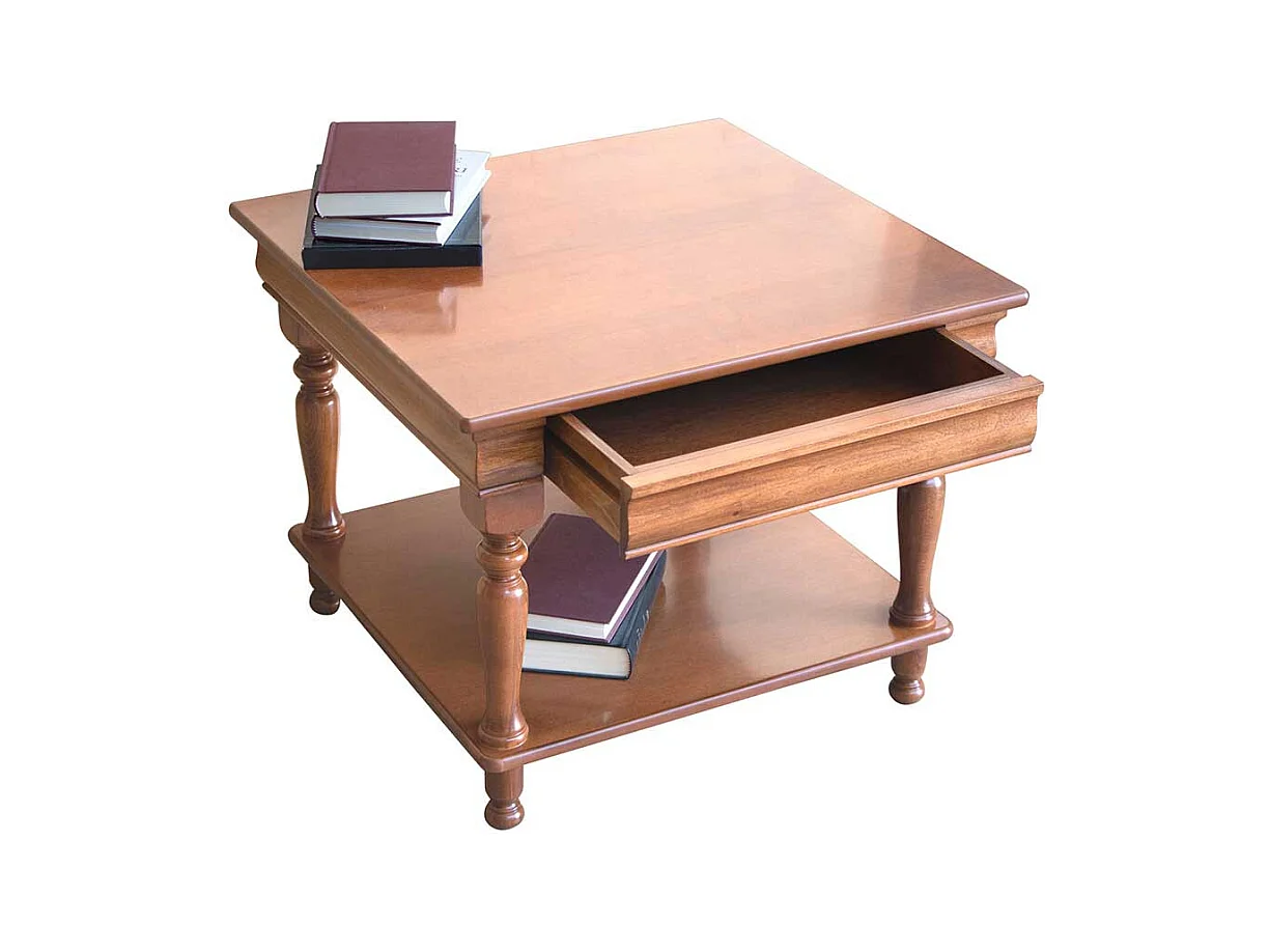 Klassischer Holz Sofatisch in Nussbaumfarben furniert lackiert