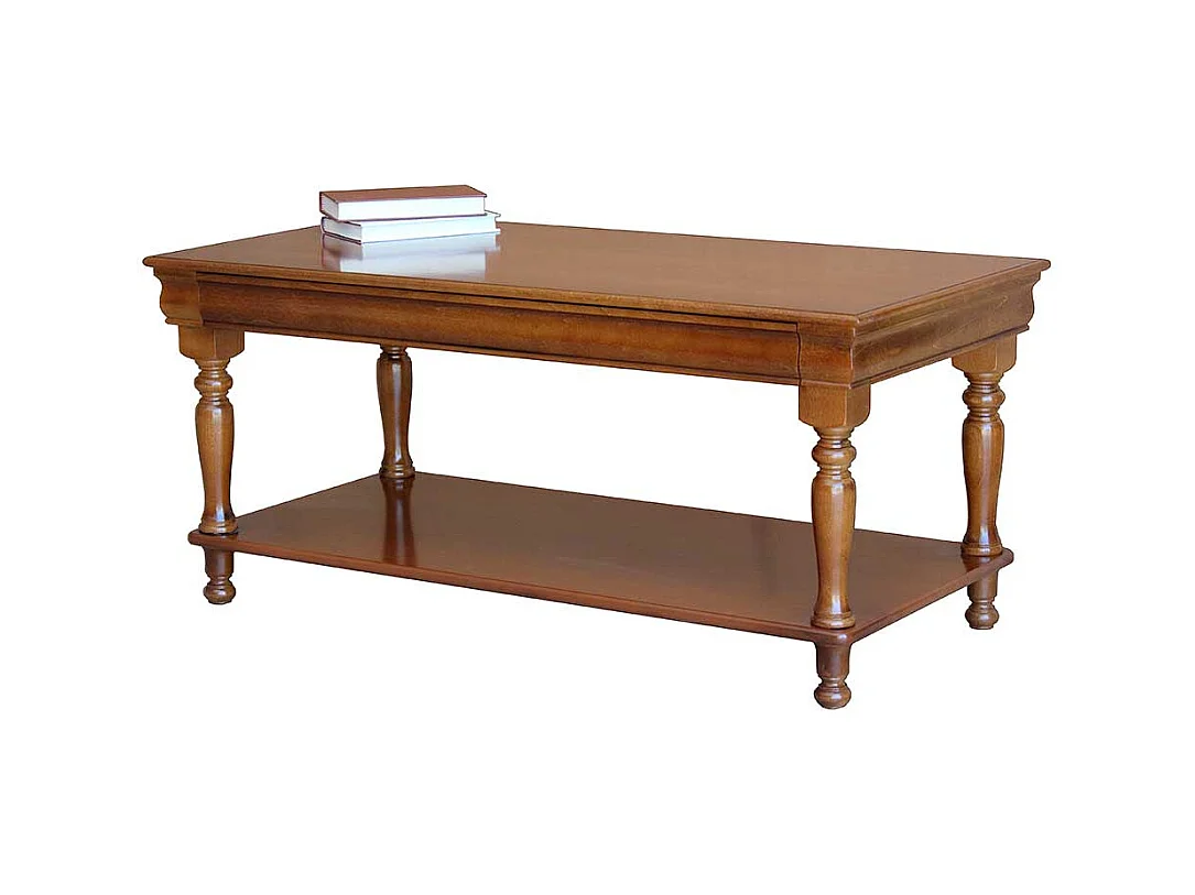 Klassischer Holz Sofatisch in Nussbaumfarben furniert lackiert