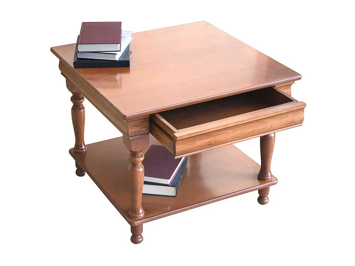 Klassischer Holz Sofatisch in Nussbaumfarben furniert lackiert