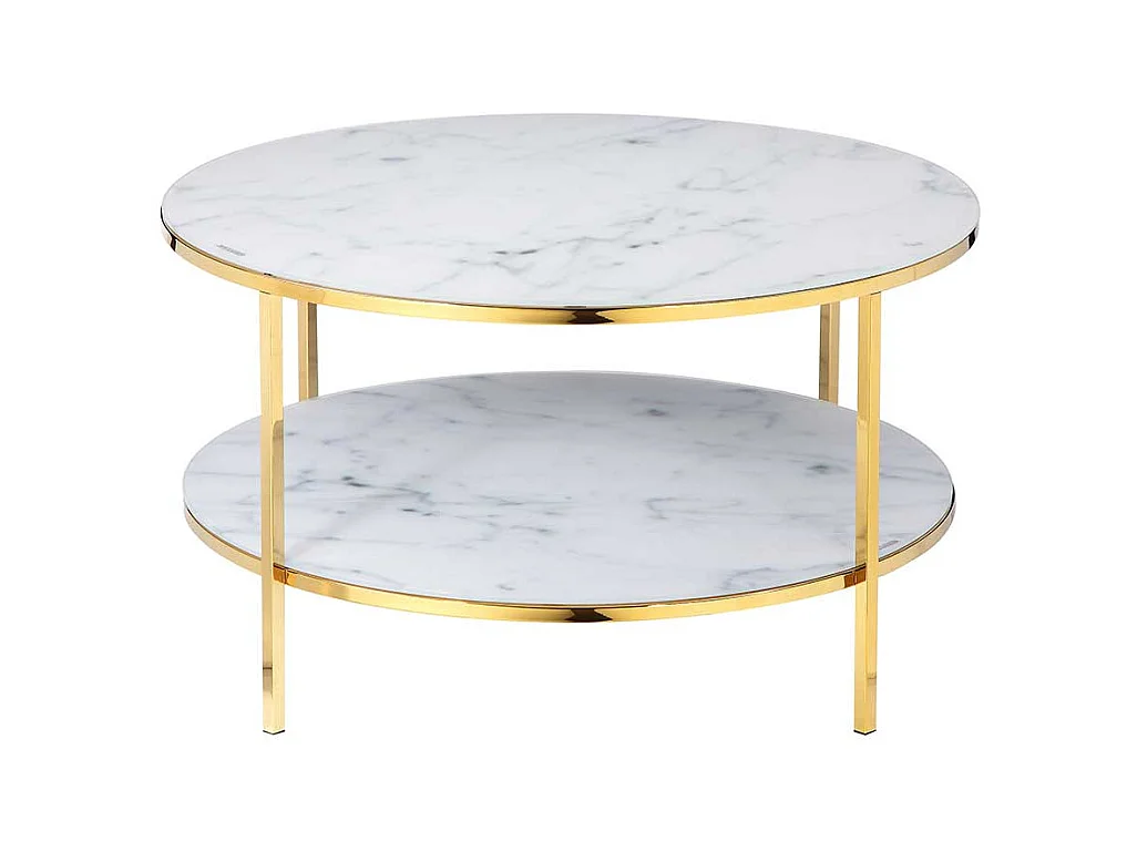 Designcouchtisch in Weiß und Goldfarben Marmoroptik