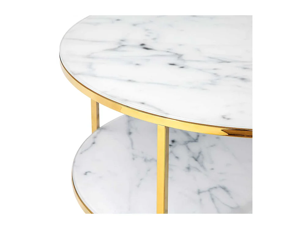 Designcouchtisch in Weiß und Goldfarben Marmoroptik