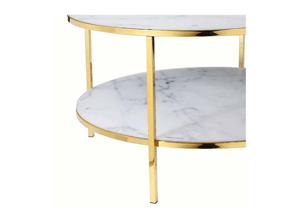 Designcouchtisch in Weiß und Goldfarben Marmoroptik