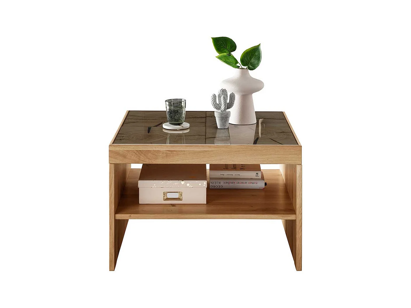 Couchtisch Wildeiche massiv mit Wangen Gestell 66 cm breit