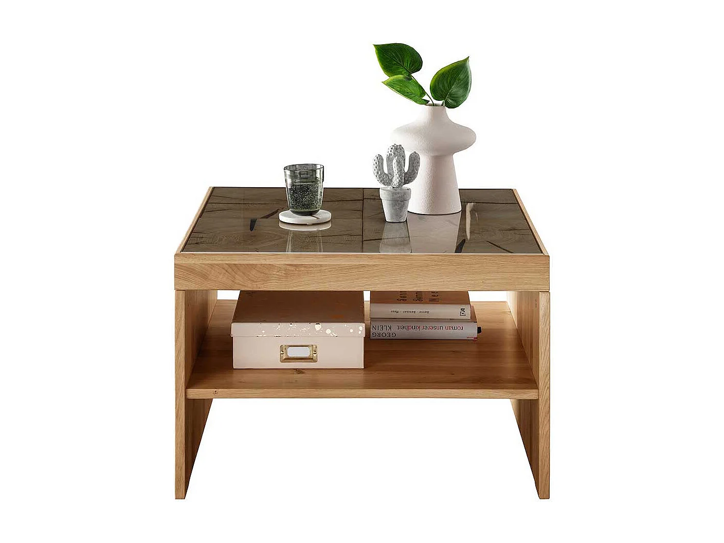 Couchtisch Wildeiche massiv mit Wangen Gestell 66 cm breit