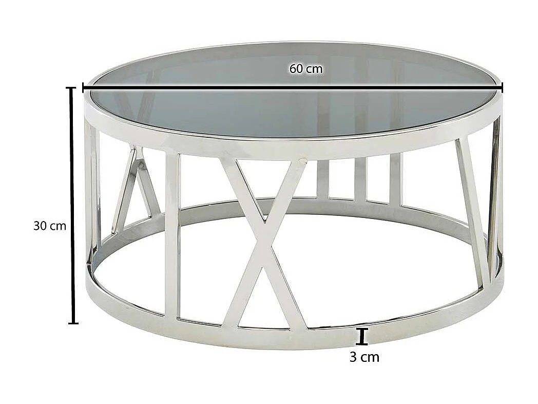 Wohnzimmer Tisch mit Glasplatte in Chromfarben Schwarz