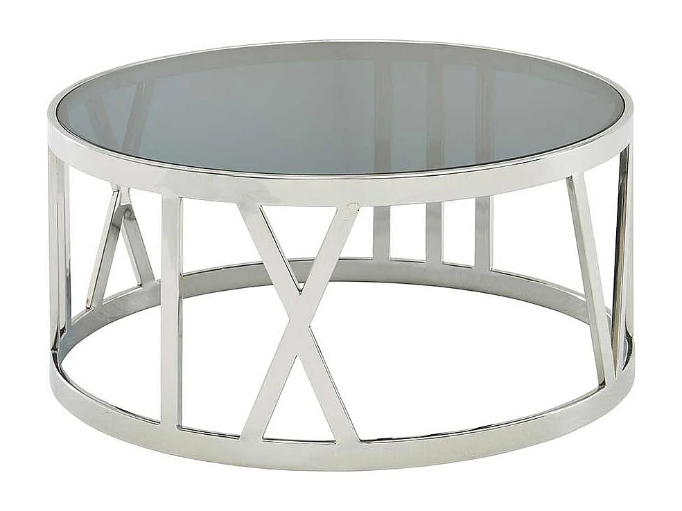 Wohnzimmer Tisch mit Glasplatte in Chromfarben Schwarz