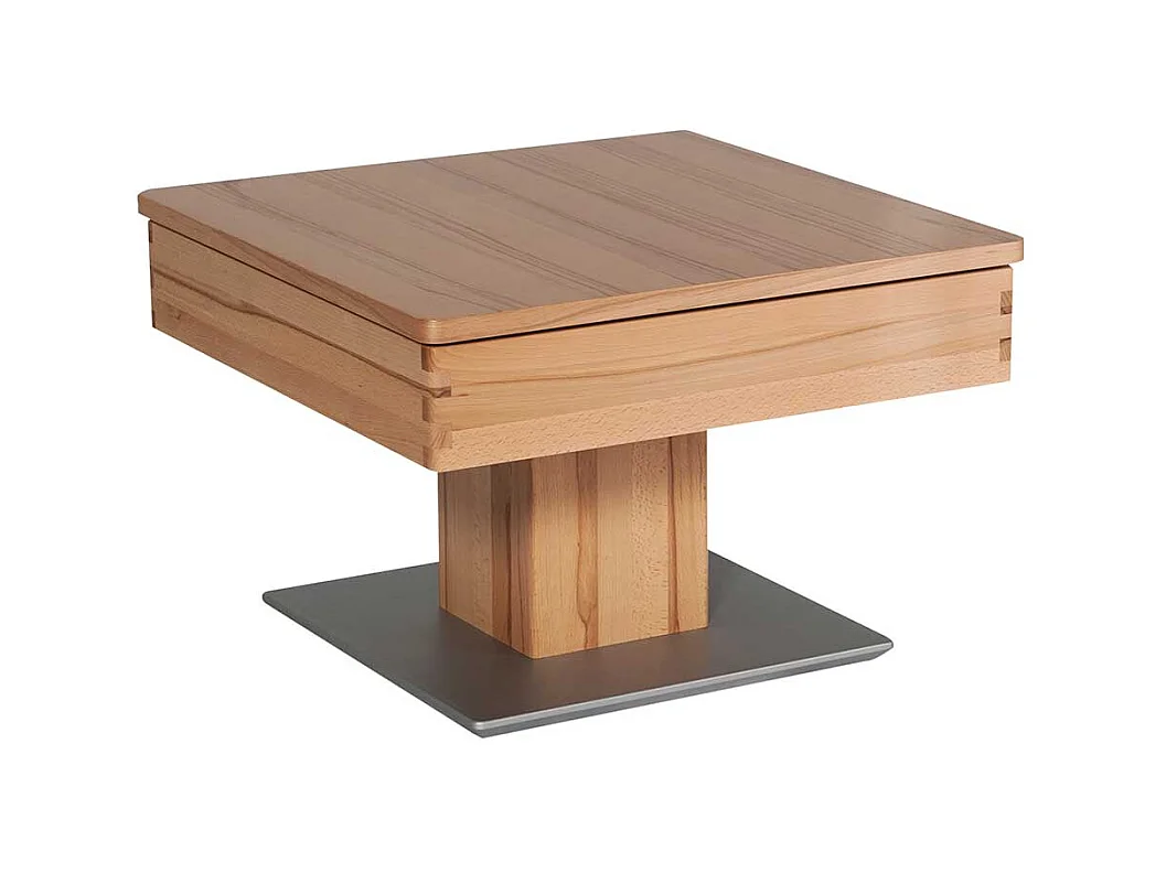 Couchtisch in Kernbuchefarben und Silber Körperdruck verstellbar